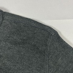 Merona Thermal Shirt Mens Large Charcoal Gray Cotton Waffle Knit Raglan Sleeve