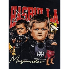 UFC T-Shirt Mens Large Black Hasbulla Magomedov Graphic Oversized MMA Tee