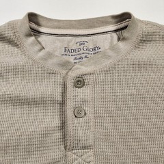 Faded Glory Henley Shirt Mens Large Waffle Knit Long Sleeve Outdoors Casual 90s