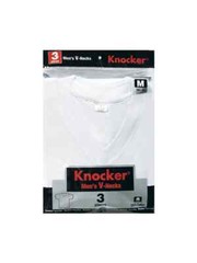 Mens Knocker Pack of 3 V-NECK T-SHIRTS Cotton TEES Whites UnderShirts S M L XL