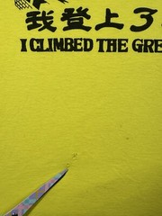 I CLIMBED THE GREAT WALL Men 2XL (US LARGE) Yellow Cotton Souvenir T-Shirt