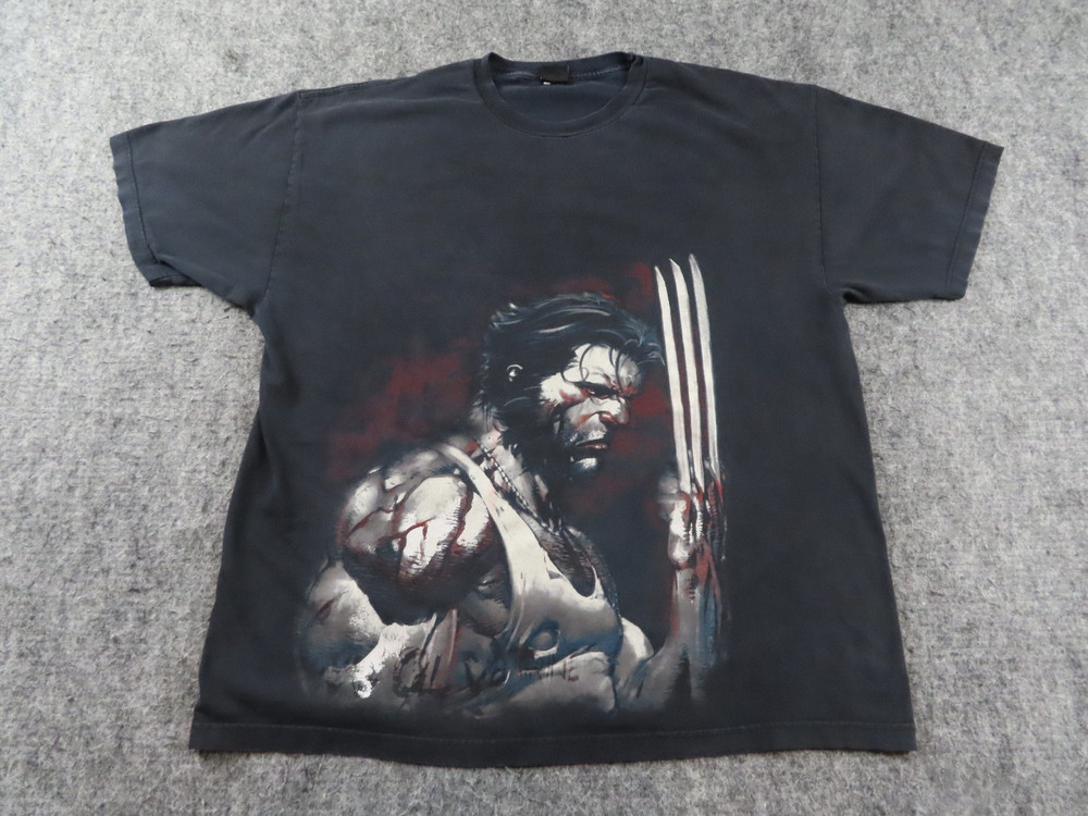 Vintage Wolverine Shirt Mens 2XL Marvel Mad Engine Logan X Men Black Red Y2K