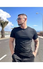 Men’s T-Shirt Short Sleeve Casual Solid Color Crew Neck Slim T-Shirt 100% Cotton