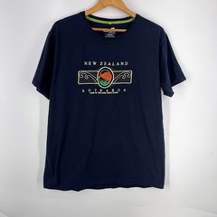 Wild Kiwi Mens New Zealand Aotearoa Graphic T-Shirt Navy Blue Cotton Tee Large