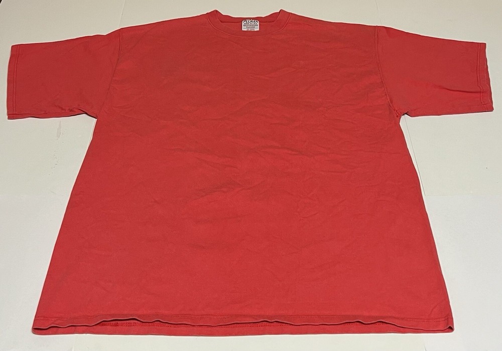 Vintage Pluma T Shirt Men’s XL Heavy Weight Cotton Boxy Coral Made In USA