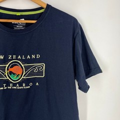 Wild Kiwi Mens New Zealand Aotearoa Graphic T-Shirt Navy Blue Cotton Tee Large