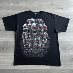 Vintage Y2K Skull AOP T-Shirt Men’s Large Goth Cyber Grunge All Over Print 2000s