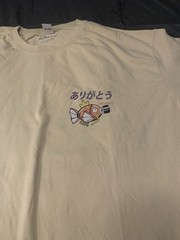 AOKLOK Ramen & Fish Are Delicious Japanese Graphic T Shirt Beige Size US M/CN L