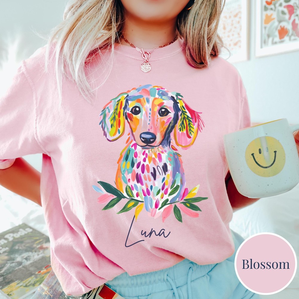 Personalized Dachshund Shirt Custom Wiener Dog Portrait Tee Gift