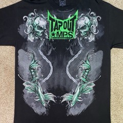 Vintage Tapout MPS Shirt Mens L Black Green Foil Skull Snake MMA UFC Fight Y2K