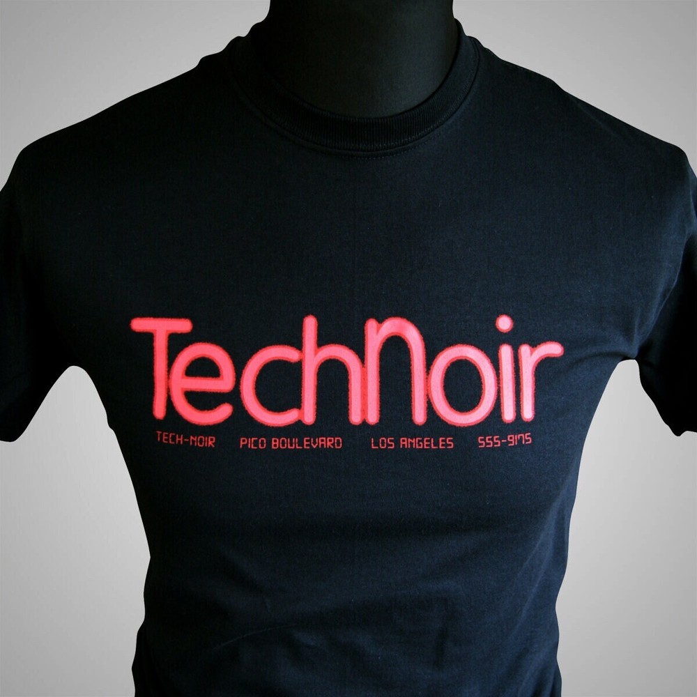 TechNoir T Shirt Retro Movie Horror Terminator Night Club Black