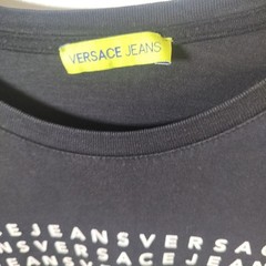 Versace Jeans Mens Black Wavy Typography Logo Graphic T-Shirt Medium B3GMA752
