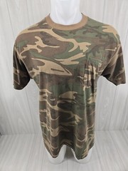 Vintage Camo T-shirt Camouflage Military Thin Army Front Pocket XL USA