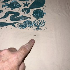 Santa Monica Heal the Bay Waves Crabs Shark Dolphin Logos Shirt XL Beige Vintage