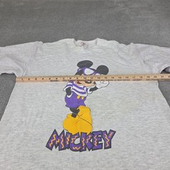 Vtg Single Stitch Mickey Mouse T-Shirt Two Tone Sleeves Size L Distressed Disney