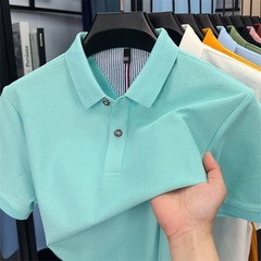 100% pure cotton short sleeve polo shirt high-quality brand solid color versatil