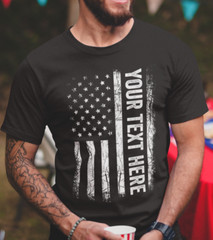 Custom Made Shirt USA Flag Patriotic Personalized T-shirt Your Own Printed Text