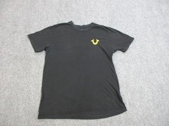 True Religion Shirt Mens Medium Black Metallic Gold Buddha Graphic Tee T-Shirt