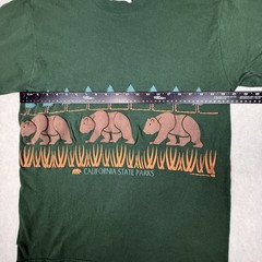 VTG California State Parks Grizzly Bear T Shirt Green Nature Graphic Large 90s