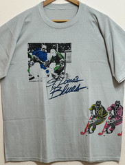 Vintage 90s St Louis Blues T-Shirt XL 1991 Wrap Around Neon Single Stitch NHL