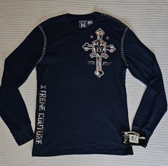 Xtreme Couture AFFLICTION Men’s Thermal SOLDIER OF FAITH Biker Wings XL