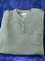 Duluth Shirt Mens XLT Green Thermal Henley Long Sleeves Heavyweight Pullover