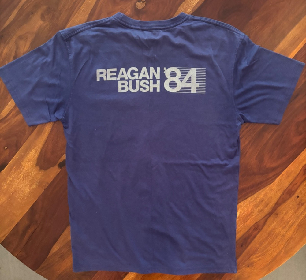 Rowdy Gentleman Mens L Reagan Bush 84 Campaign Pocket T-Shirt Republican