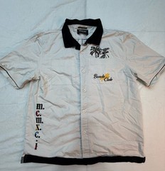Smoke Rose Satin Lounge Beach Shirt- Chalk / XL Beach Club Palm Trees/