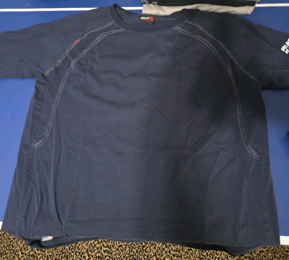 Ariat FR Men’s Blue Solid Logo Crew Neck Short Sleeve T-Shirt XL-Tall