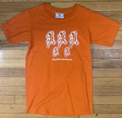 Vintage Dominican Republic Caribbean Taino Lizard Graphic Orange T Shirt Small