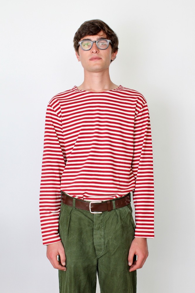 TELNYASHKA STRIPED COTTON LONG SLEEVE SHIRT RUSSIAN ARMY RED XXL
