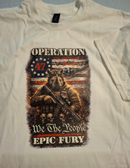 Operation Epic Fury US Flag Stars Stripes Rhino Skulls America Print T-Shirt WAR
