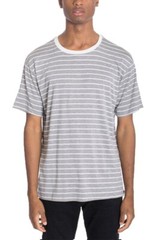Men’s Striped T-shirt Round Neck Split Hem Short Sleeve Mint Chip Daily Wear
