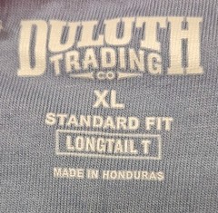 DULUTH TRADING CO Longtail T Standard Fit Blue XL 100% Cotton NWOT
