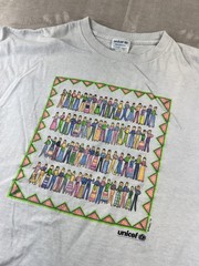 Vintage 90s UNICEF Shirt Mens XL Blue Diversity Graphic Charity Tee Made USA
