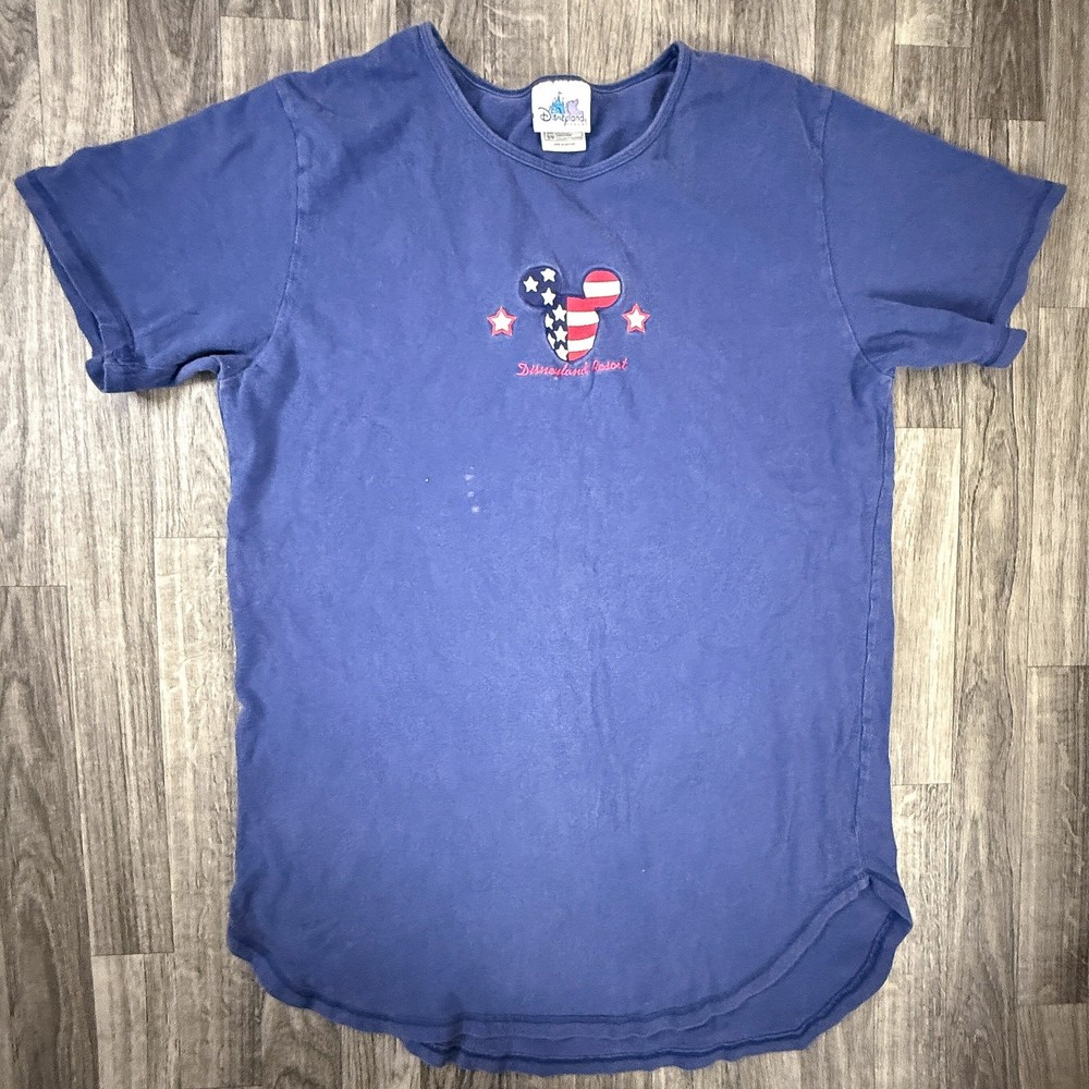 Disneyland Resort Mickey Mouse USA Flag Tee Blue Patriotic S/M Made in Turkey