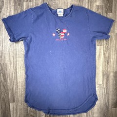 Disneyland Resort Mickey Mouse USA Flag Tee Blue Patriotic S/M Made in Turkey