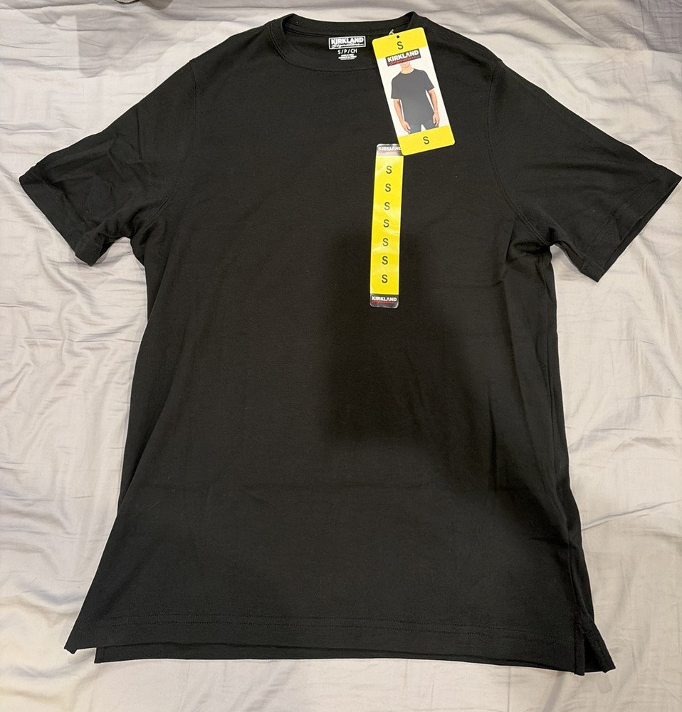 New NWT Kirkland Signature Men’s Pima Cotton Tee, Black, Size S