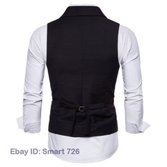 Mens Casual Formal Business Slim Fit Double-Breasted Waistcoat Coat Suit Vest