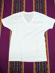 Never USED VINTAGE 70S JOCKEY V NECK T SHIRT SINGLE STITCH MADE IN USA L SOLID