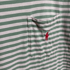 Polo Ralph Lauren Green White Stripe Pocket Tee T-shirt Men’s S excellent prewor