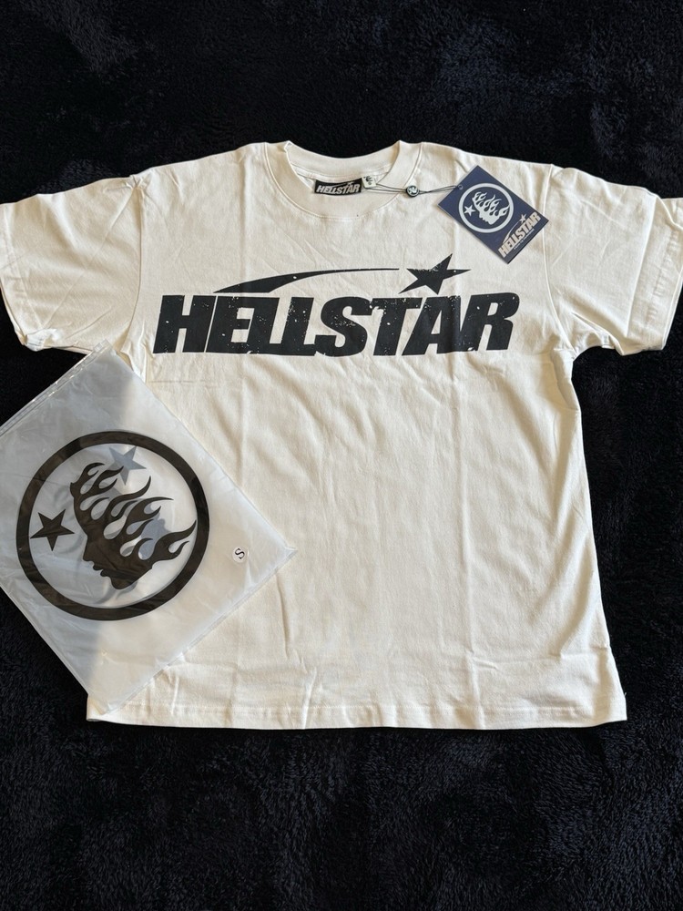 Hellstar Studios Classic Logo Vintage Beige T-Shirt Size S,M,L,XL NEW