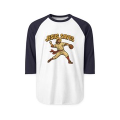 Christian Baseball Relief Pitcher 3/4 Sleeve Tee, Unisex Jesus Shirt