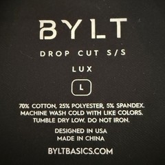 BYLT Drop Cut Lux Shirt Mens Striped Short Sleeve Performance Stretch Black Sz L