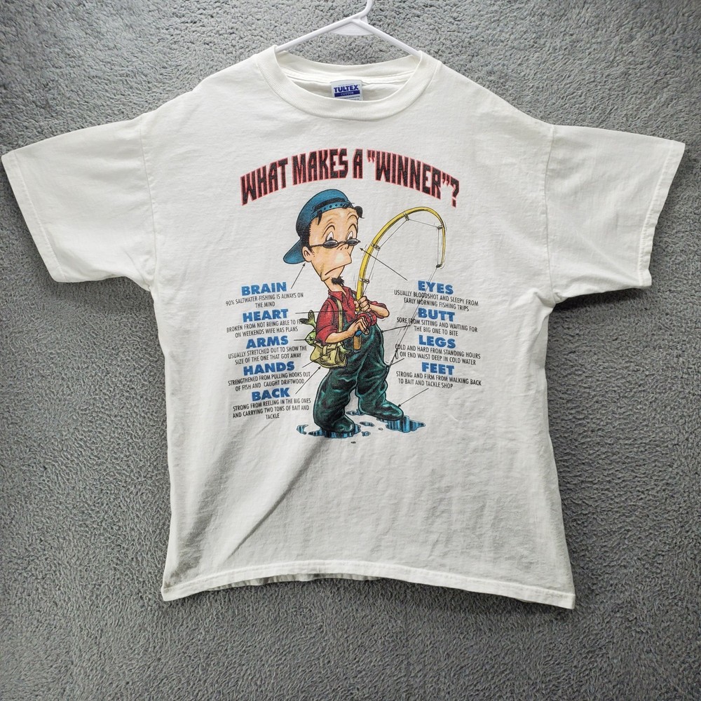 Vintage What Makes A Winner Fishing T Shirt Mens Large Funny Humor Tultex