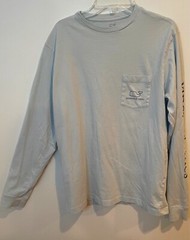 Vineyard Vines Mens Size XS LS Crewneck T Shirt Whale with Pocket Blue