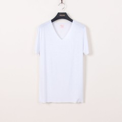 Men Bamboo Fiber T-Shirt Summer Classic V-neck Short Sleeve Casual Seamless Tops