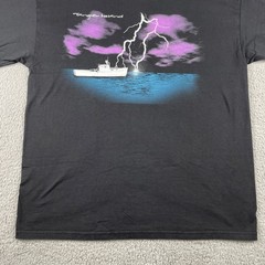 Vtg Gildan Black XL Tangier Island Virginia Lightning Boat Graphic East Coast