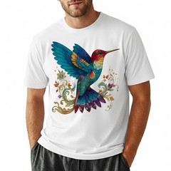 Colorful Hummingbird Nature Art T-Shirt Vintage Retro Gift Men Women Tee
