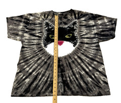 Unbranded Tie Dye T-Shirt XL Kitty Cat Face Gray Black White Tee Green Eyes